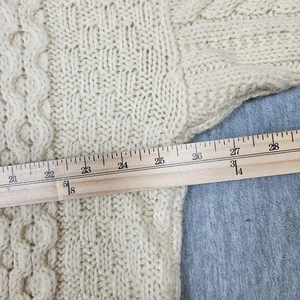 Shamrock Wool Sweater Mens XL Cream Rock of Cashel Irish Knit Pullover Ireland
